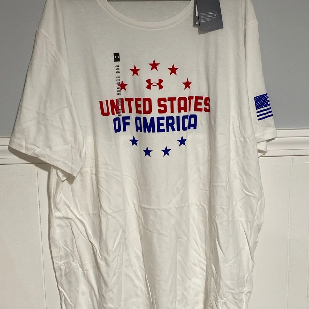 Under Armour T Shirt Mens 4XL United States of America Freedom White - Picture 2 of 3